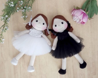 Flower girl gift doll, tutu dress doll, gift for girl, wedding keepsakes, ballerina doll, rag doll, plush doll, nursery decor