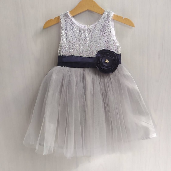 Grey silver flower girl dresses hotsell