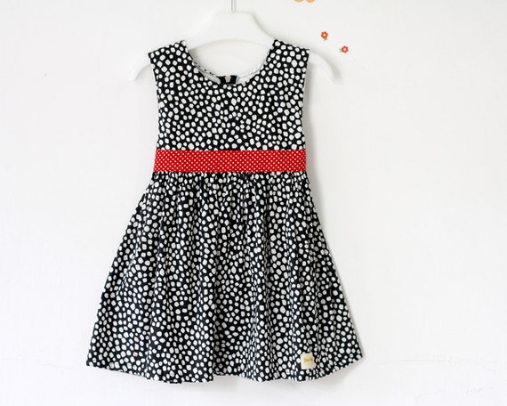 Black and red polka dot girl's dress baby dress | Etsy