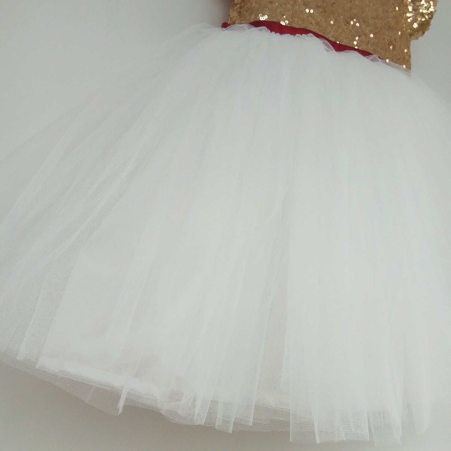 Christmas dress girls gold, White and red ribbon, Christmas dress toddler, Tutu dress gold and white, Flower girl dress Christmas wedding