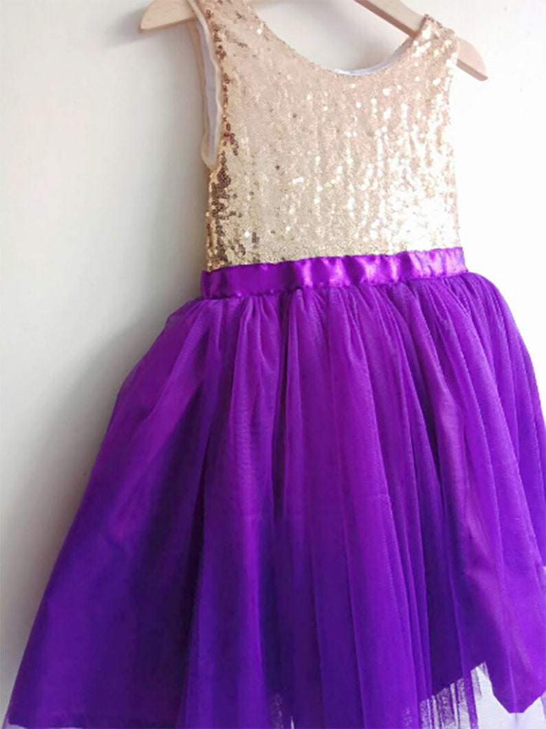 Gold and Purple Flower Girl's Dress Gold Sequined and Etsy