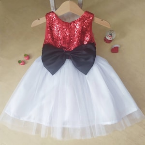 Black and Red Christmas Dress girl, Red sequin dress, Christmas dress toddler, Red and white tutu dress , Christmas dress baby girl