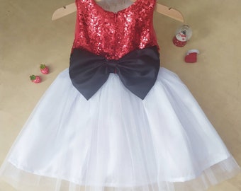 Black and Red Christmas Dress girl, Red sequin dress, Christmas dress toddler, Red and white tutu dress , Christmas dress baby girl