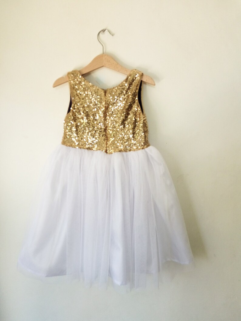 flower girls dress gold, white and purple, gold sequin and purple dress, gold flower girl dress, purple flower girl dress image 4