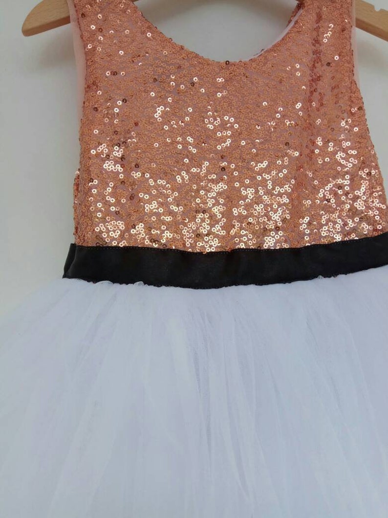 Rose Gold Flower Girl Dress with black white or ivory white Etsy