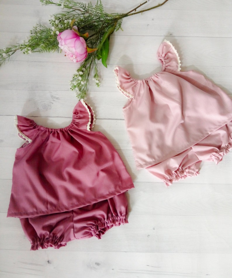 Twin Baby Girl Clothes Set Blush and Mauve Baby Set Clothes Etsy