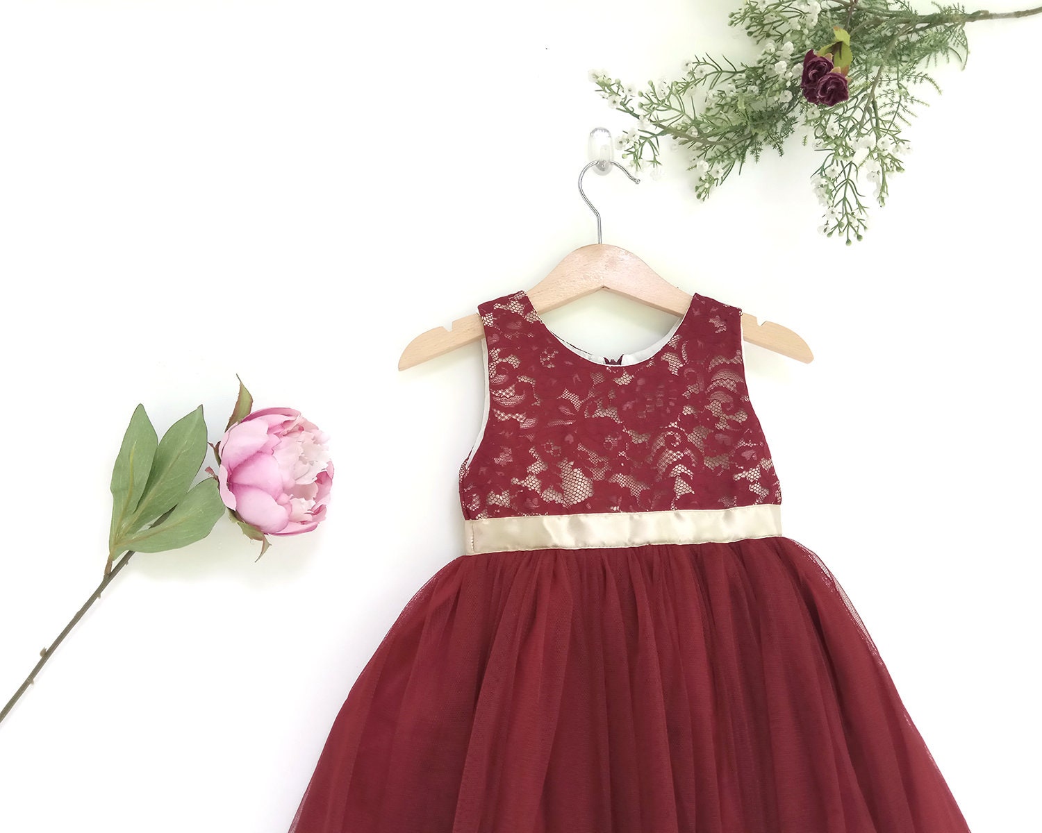 Burgundy Flower Girl Dress Lace Gold and Burgundy Dress Etsy Australia