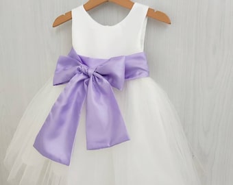 Lavender flower girl dress tulle, junior bridesmaid dress, flower girl dress wedding bridesmaid toddler puffy white outfit, wisteria dress