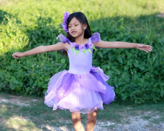 Purple Fairy Dress: Organza Flower Costume