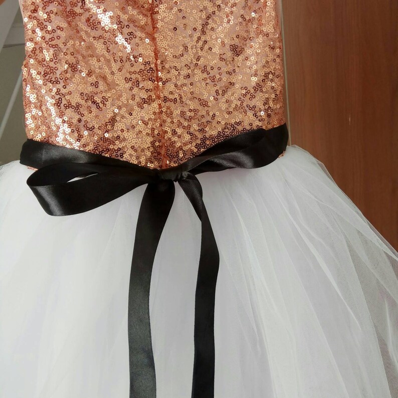 Rose Gold Flower Girl Dress with black white or ivory white Etsy
