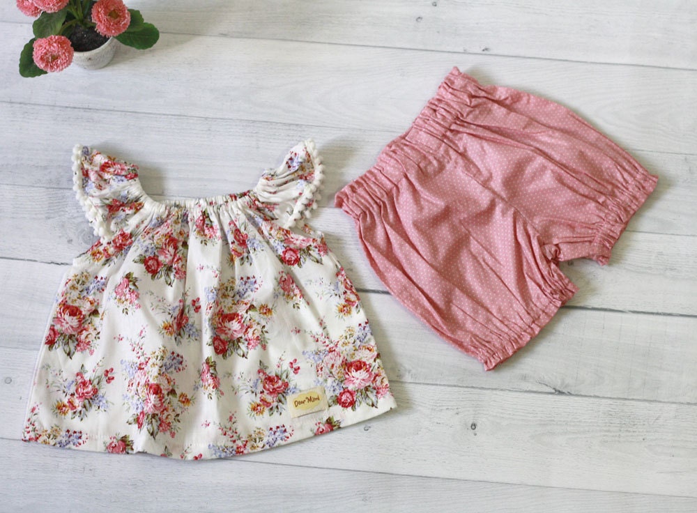 Shabby chic baby girl clothes pink floral baby set vintage | Etsy