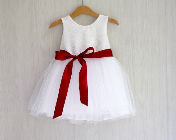 compromiso Desde florero Vestido de Navidad de niña rojo y blanco faja de vino tinto y - Etsy España