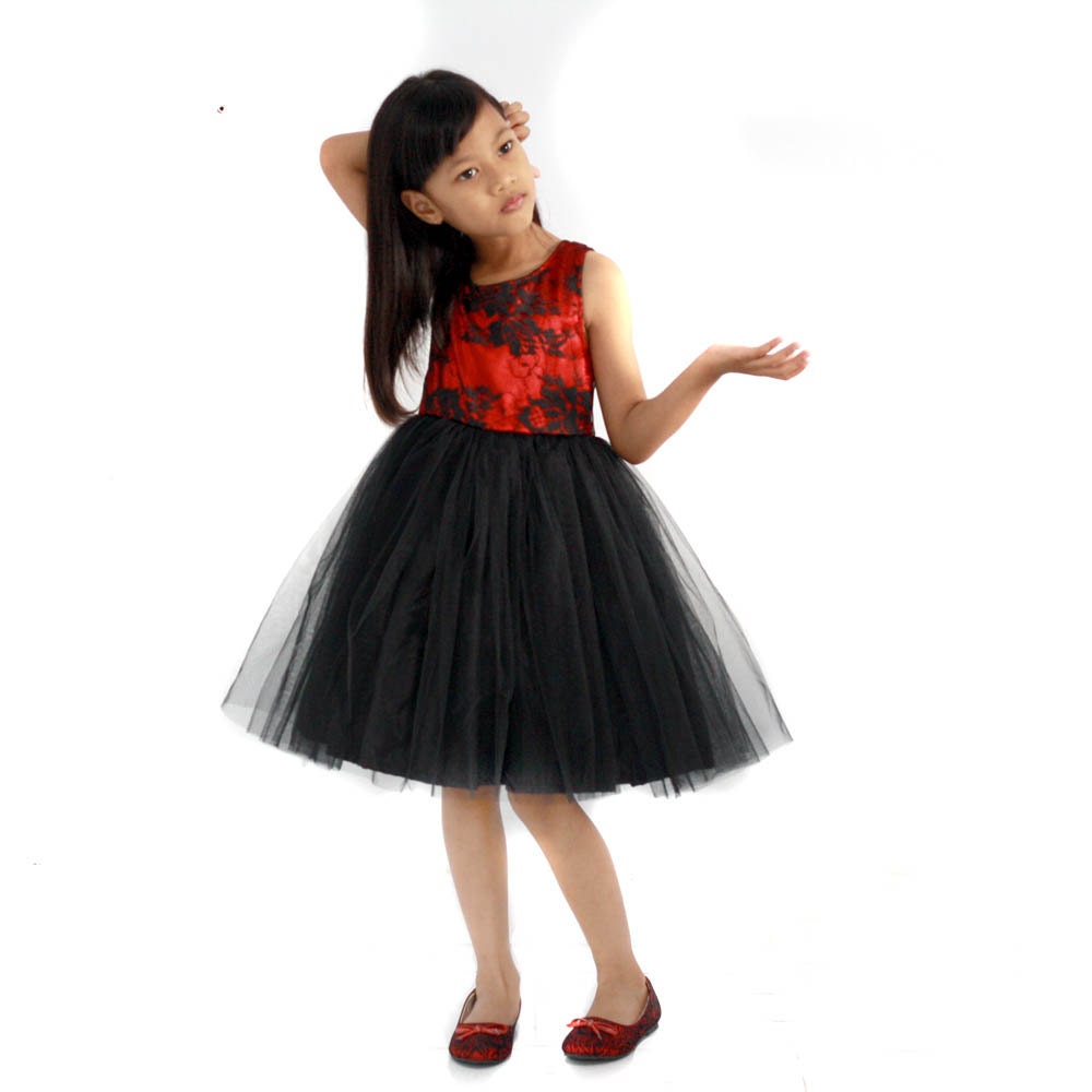 Red and Black Lace Flower Girl Dress. Tutu Dress Party Dress - Etsy