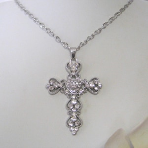 Large Rhinestone Cross with 26&quot; adjustable necklace chain, Accessories