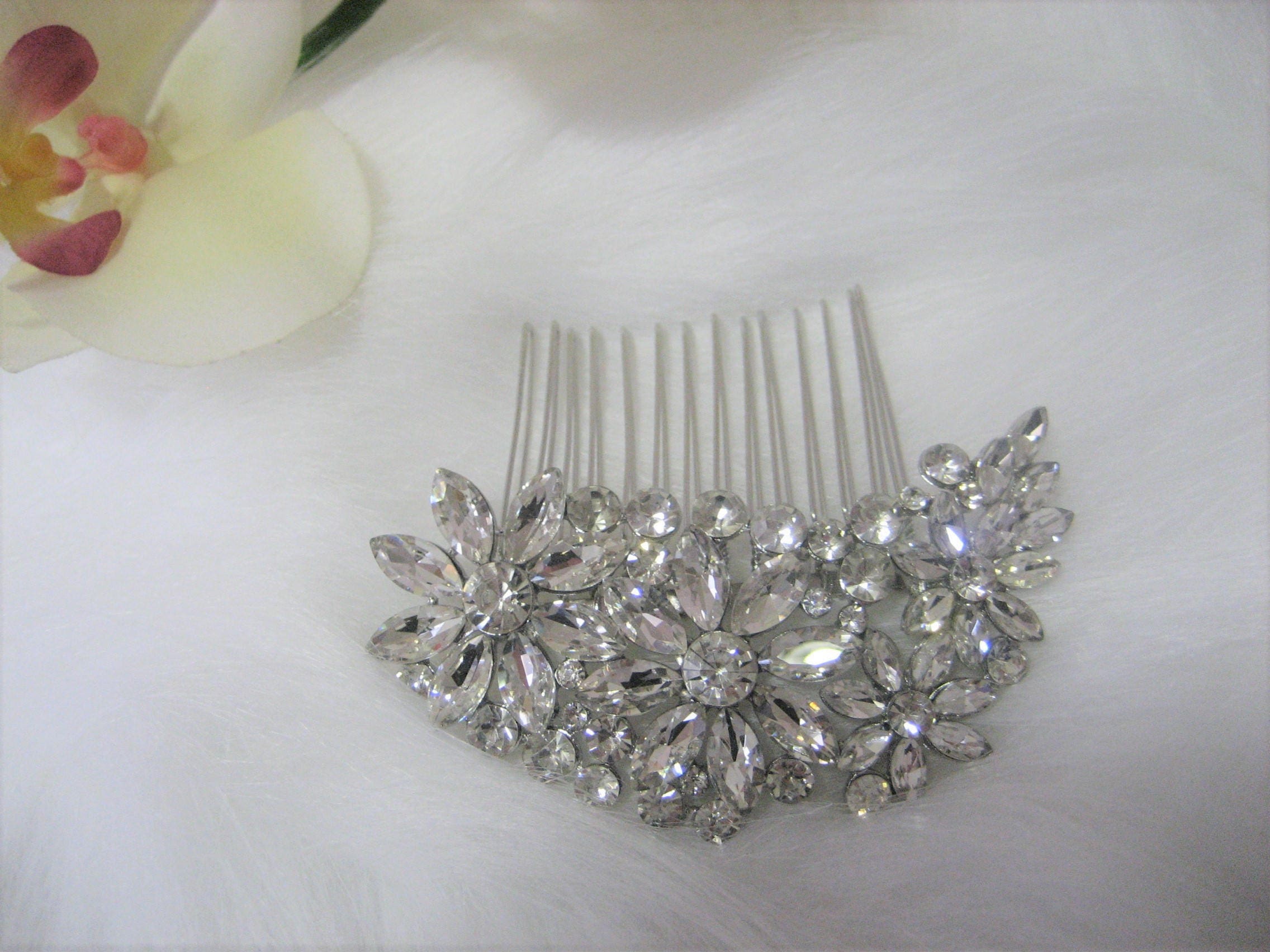 Wedding Hair Comb Large Crystal Rhinestone Bridal Accessories for Women Aurora Large Crystal Comb – Allure Wedding Jewelry main image 2