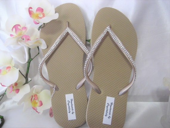 gold rhinestone flip flops