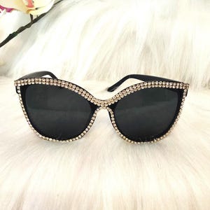 Bling Rhinestones sunglasses black frame eyewear accessories