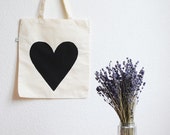 Eco Love Heart Tote Bag - Black