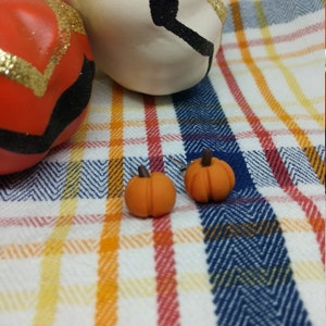 Cute Clay Pumpkin Earrings, Polymer Clay Earrings, Halloween Stud Earrings