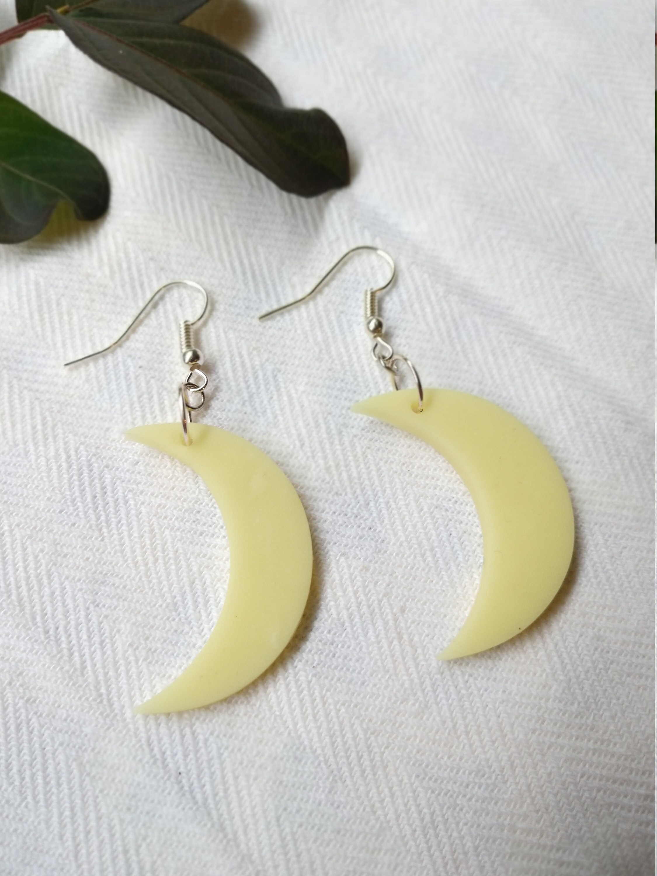 Polymer Clay Earrings Dark Night Half Moon Clay Statement Earrings