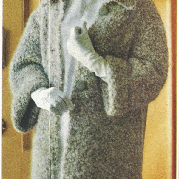 Long Coat / Jacket   PDF Vintage knitting pattern circa 1963 Instant download