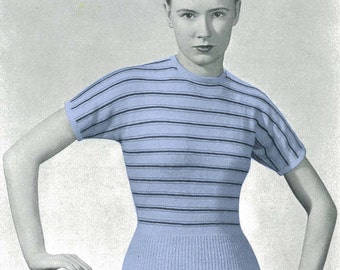 Ladies top "Lise" PDF Vintage knitting pattern circa 1940's Instant download