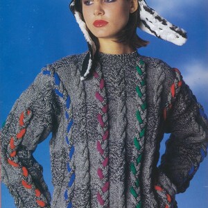 Ladies  Cable Jumper  PDF Vintage Knitting pattern circa 80&#39;s Instant download  125
