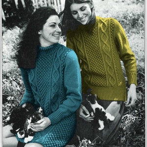 Ladies Dress or Jumper   PDF Vintage knitting pattern circa 70&#39;s Instant download