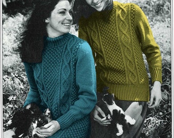 Ladies Dress or Jumper   PDF Vintage knitting pattern circa 70's Instant download