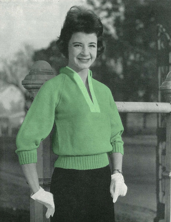 30s 40s Vintage Handmade Vneck Sweater