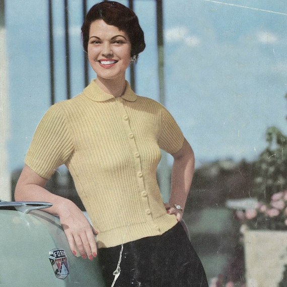 Ladies Fisher Knit Casual Short Sleeve Top/blouse PDF Vintage