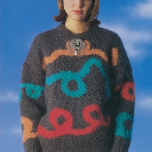 Ladies Jumper PDF patrón de tejido vintage alrededor de 1980 Descarga instantánea