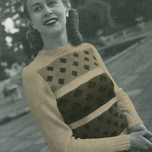 Dames Fair Isle trui/trui "Stonehaven" PDF Vintage breipatroon circa 1940 Instant download 178