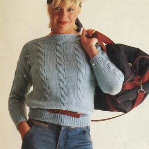 Ladies wide neck jumper  PDF Vintage knitting pattern circa 1980&#39;s Instant download  179