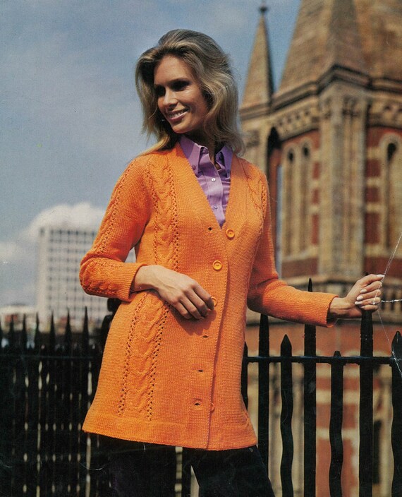 Ladies Cardigan Jacket PDF vintage knitting pattern circa 60 s Instant download