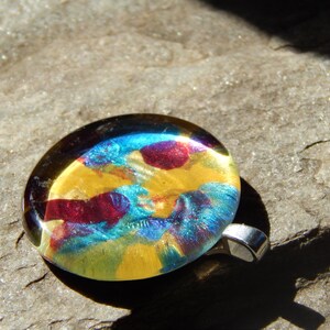 PAINTER&#39;S  PALETTE - Hand Painted Glass Pendant, Medium