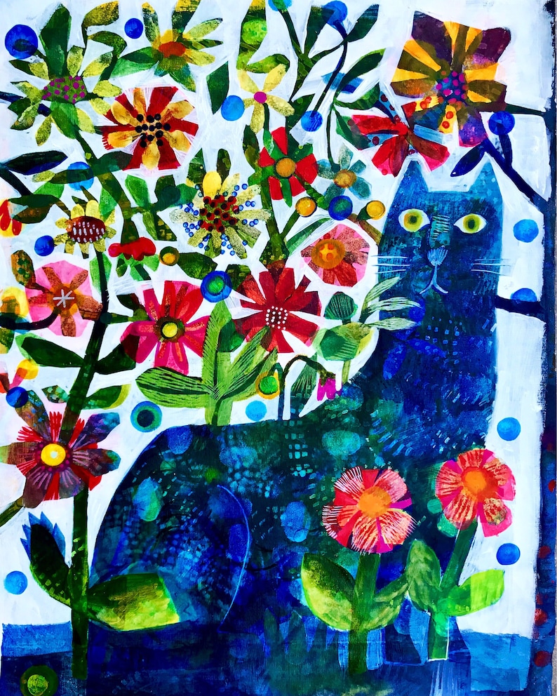 Giclée print, Blue Cat image 1