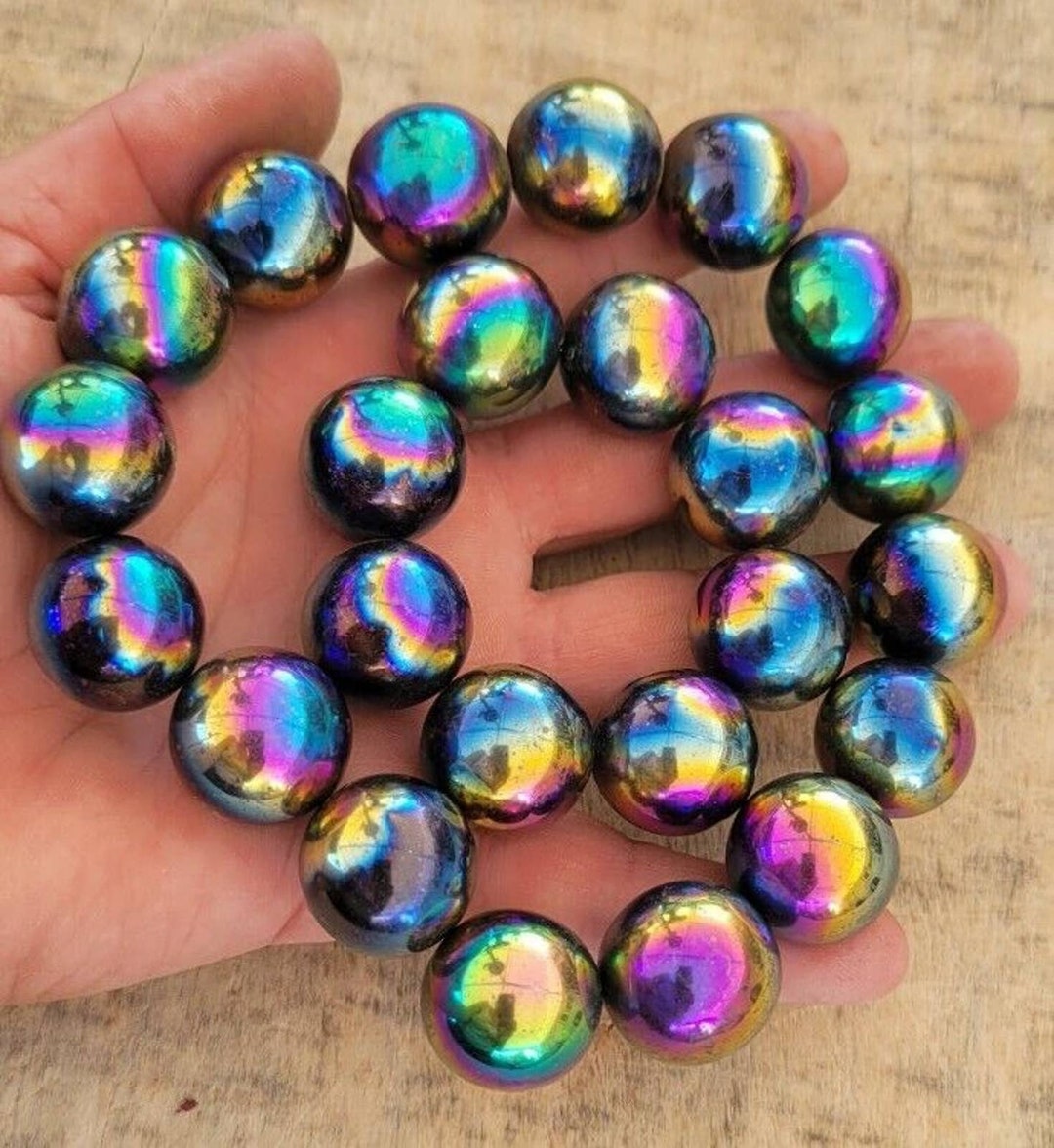 24 Rainbow Spheres Hematite 1 Lb Small Round Ball 3/4 Zingers