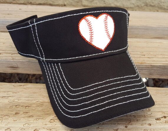 Baseball Mom Sun Visor, Baseball Heart Hat, Baseball Mom Bling Heart Visor, Baseball Heart Sun Visor, Love Baseball Heart Hat