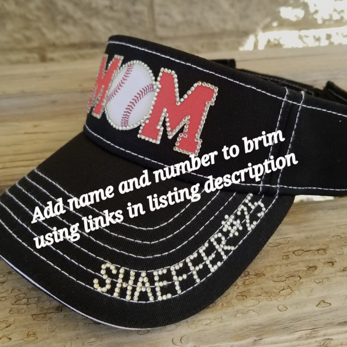 Custom Rhinestone Name Sun Visors Baseball Mom Sun Visors Etsy