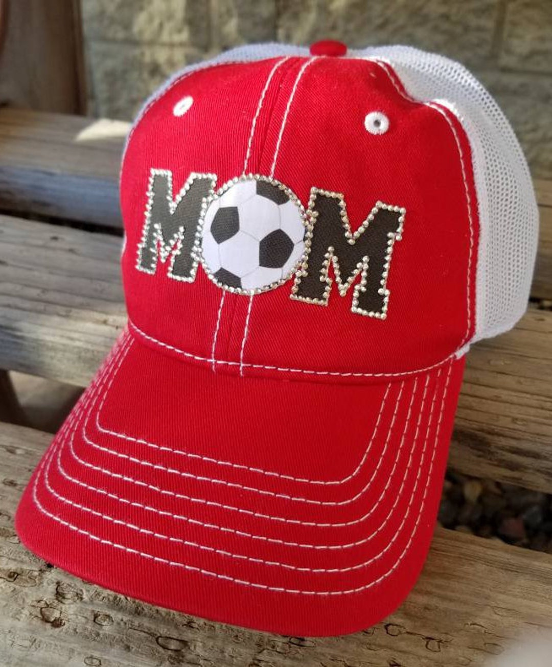 Soccer Mom Hats, Custom Color MOM Soccer Hats, Bling Soccer Hats