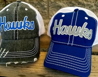 Custom baseball mom hat Hawks team hat either logo or name in your teams colors