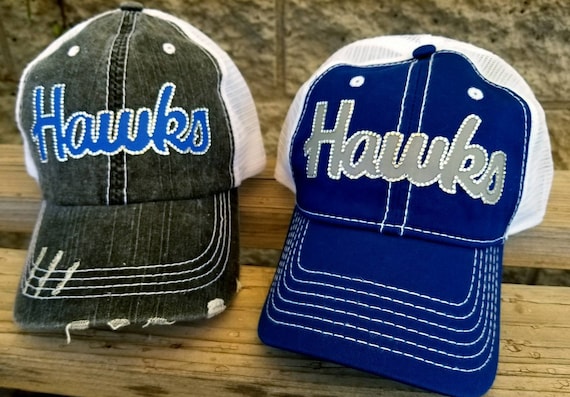 Custom baseball mom hat Hawks team hat either logo or name in your teams colors