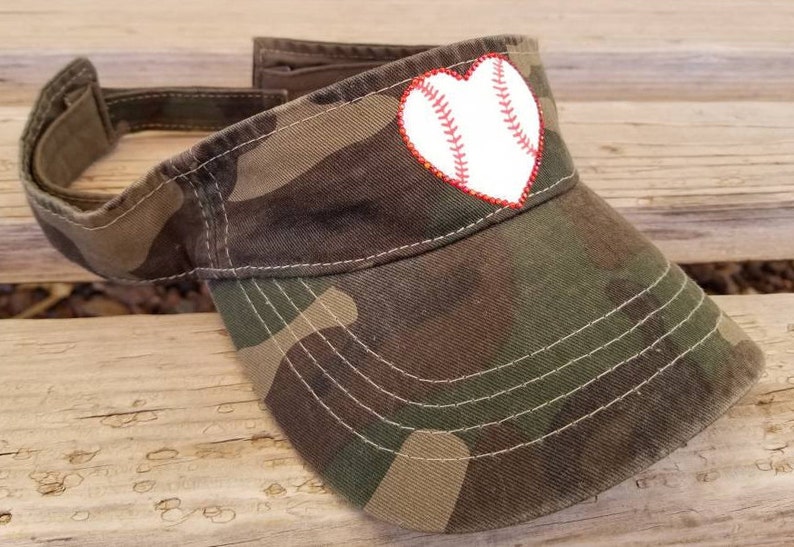 Baseball Mom Sun Visor, Baseball Heart Hat, Baseball Mom Bling Heart Visor, Baseball Heart Sun Visor, Love Baseball Heart Hat image 7