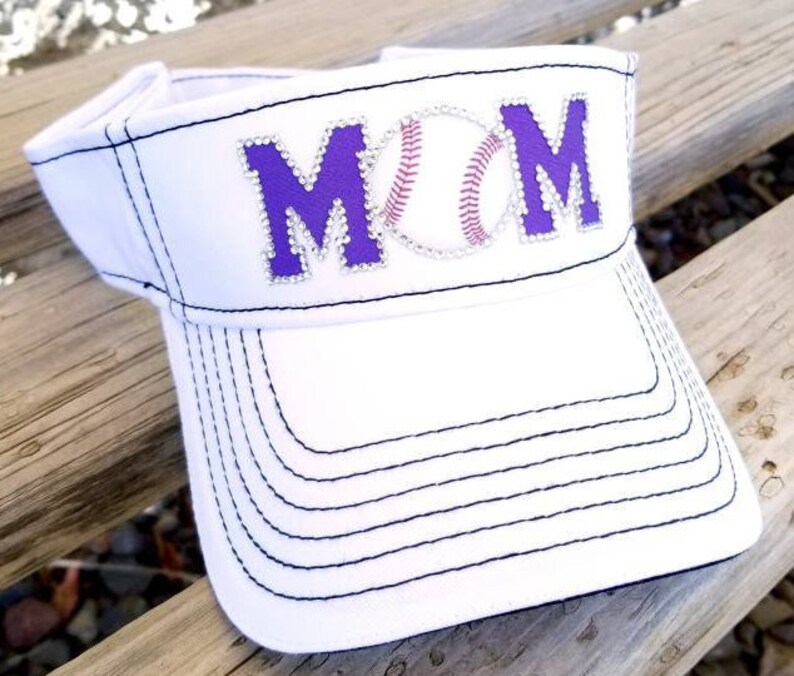 Rhinestone Baseball MOM Visor Etsy