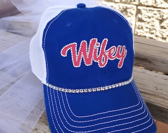 Wifey Hat/Bride Hat/Mrs. Hat/ Anniversary Hat/Bride to be hat/Vow renewal rhinestone hat