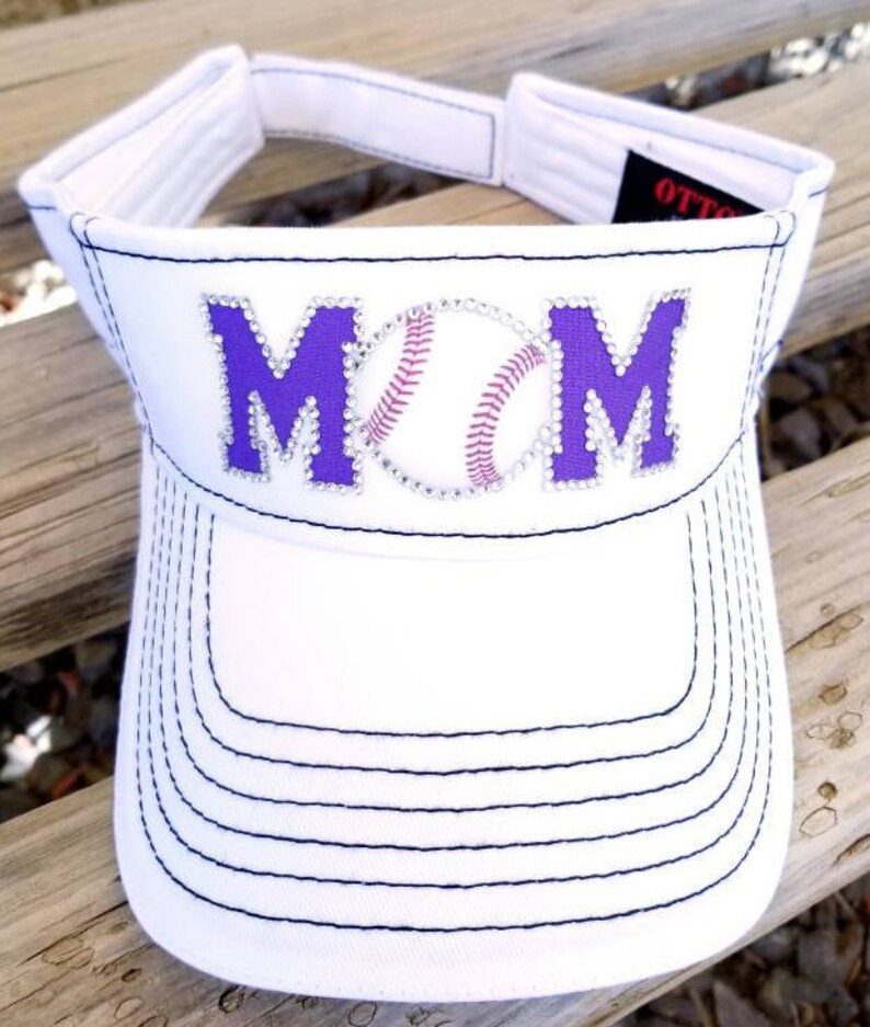 Rhinestone Baseball MOM Visor Etsy
