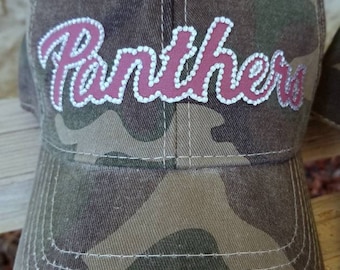 Custom rhinestone football and baseball mom team hats-your child's team name and colors