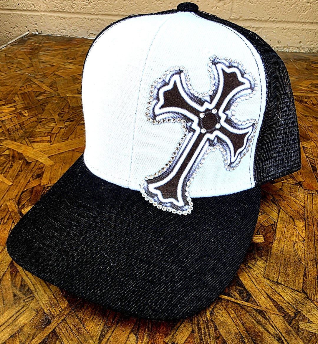Rhinestone Cross Hat, Bling Cross Dad Hats and Trucker Caps - Main Image