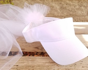 Golf Bride Hat with Veil, Bride Hat, Golf Wedding, Honeymoon Hat, Sports Theme bridal shower, Custom Bridal Shower Gift for Golf Lover!